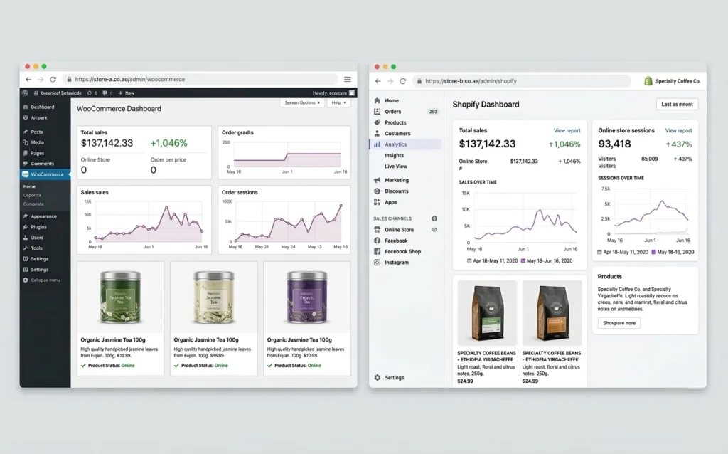 A professional workspace of a website designer in Dubai showing a custom Shopify website design in progress, representing the best e-commerce design and development services in the UAE.