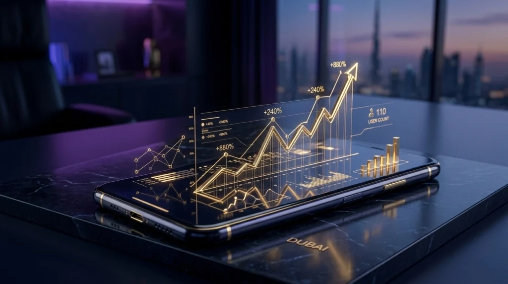 Data analytics showing business growth through Local SEO Dubai services